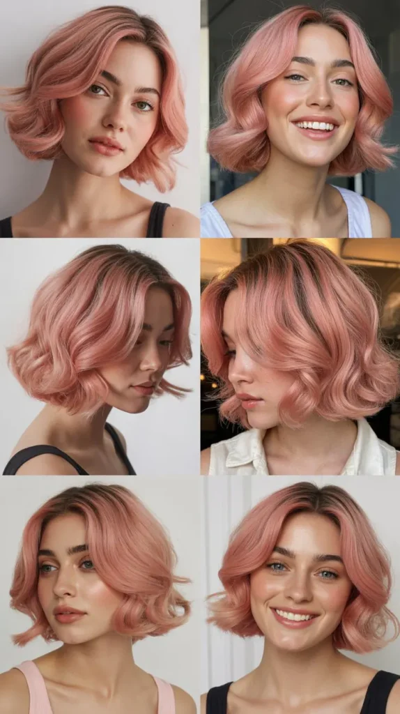 Pink Wavy Bob Wig