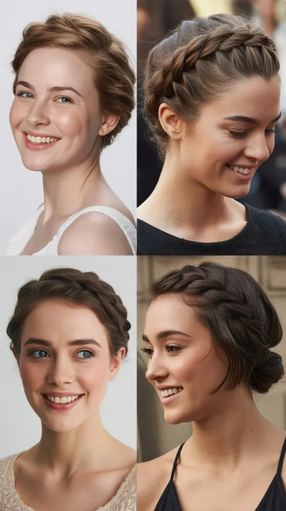 Twisted Crown Updo for Short Hair