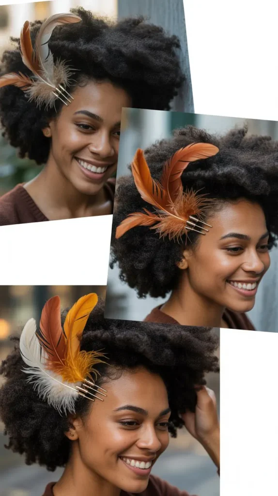 Feathered Afro with Feather Pins