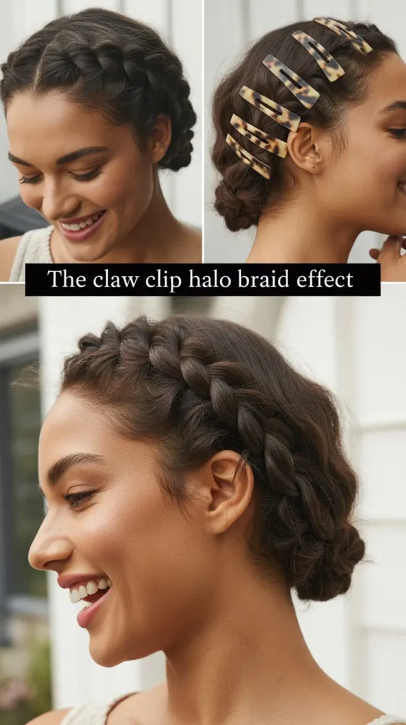 The Claw Clip Halo Braid Effect