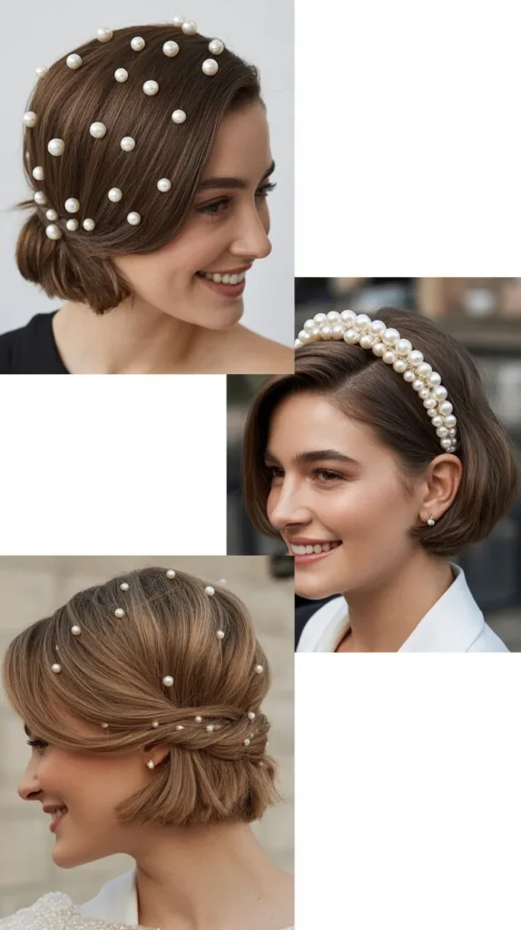 Pearl-Adorned Bob Upstyle