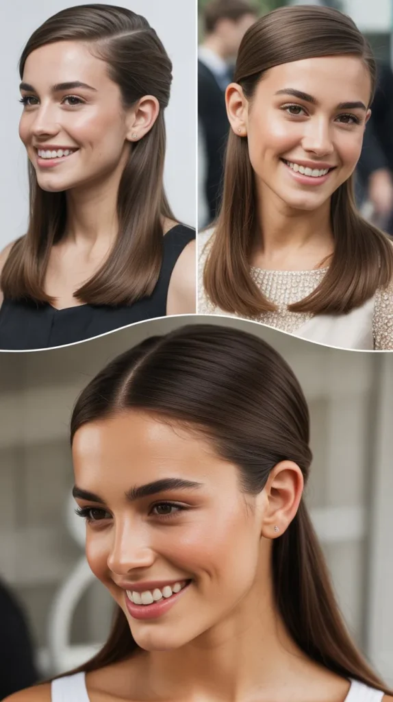  Sleek Straight Half Up