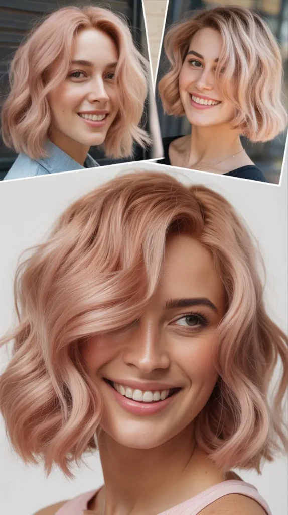 Romantic Pink Loose Wave Bob