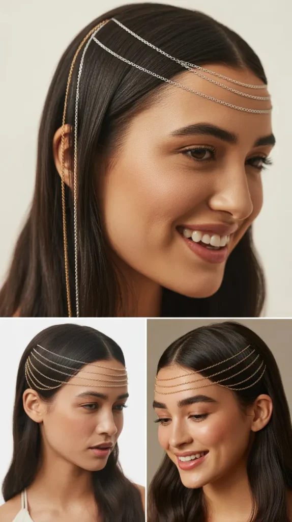 Sleek Straight Hair with Hair Chain