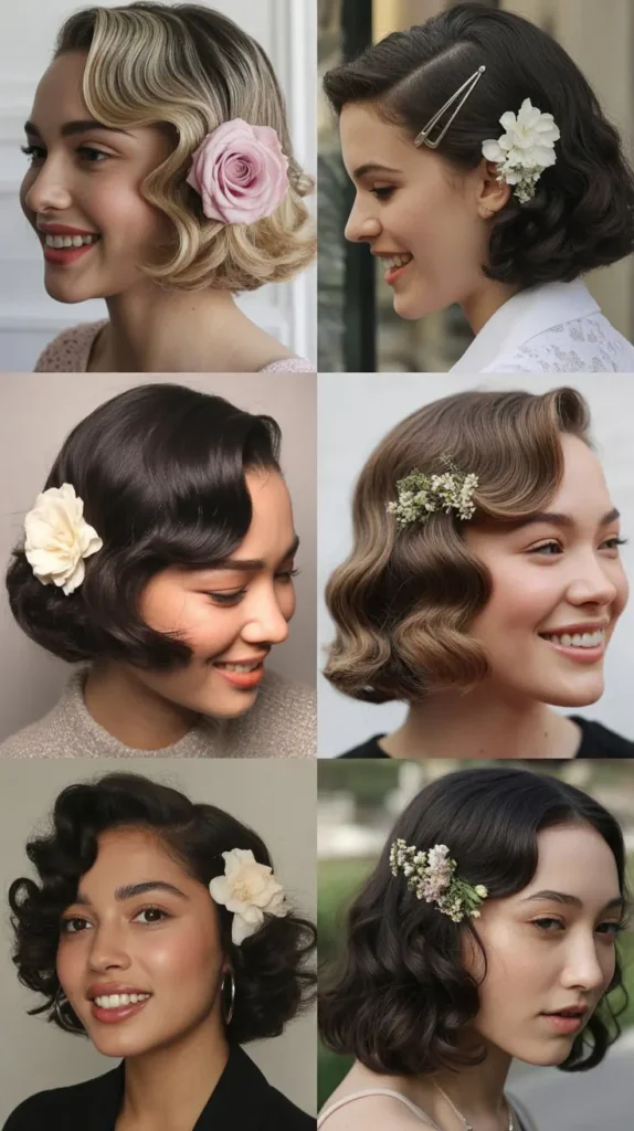 Romantic Finger Waves with Floral Pins