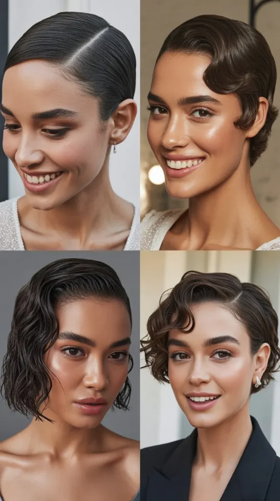 Wet Look Short Bridal Hairstyle