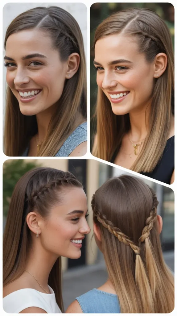 Straight Hair with Side Braid Accent