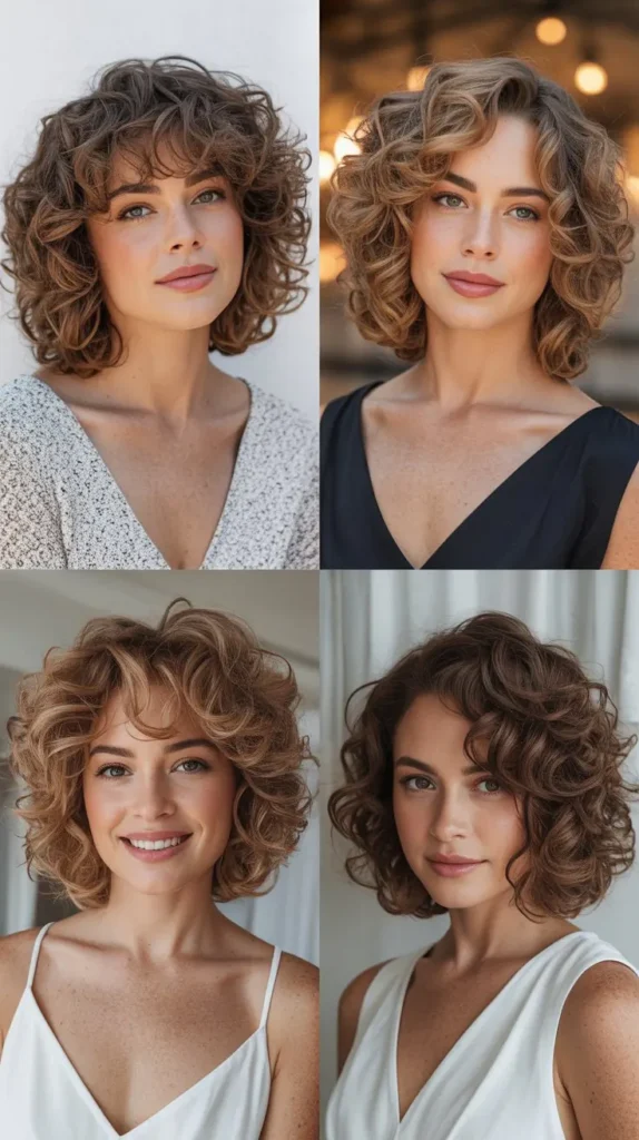 Curly Textured Lob Style