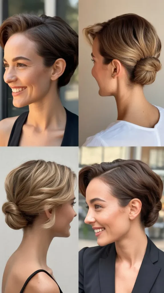 Elegant Short Hair Chignon Illusion