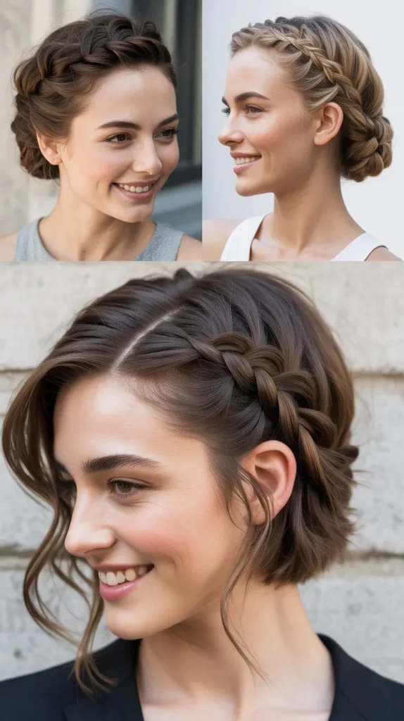 Braided Side Updo for Short Hair