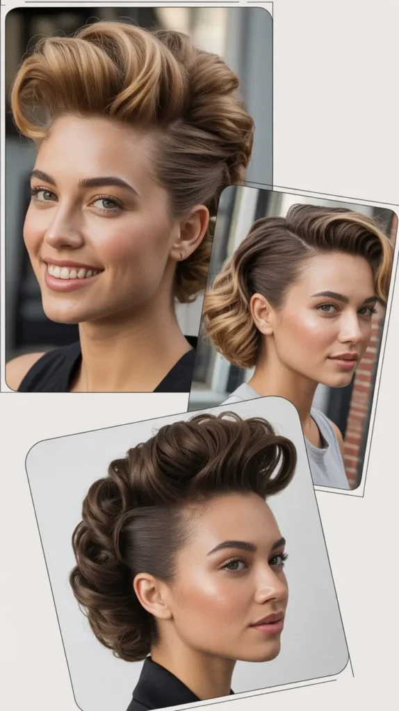 Pompadour Style with Curly Back