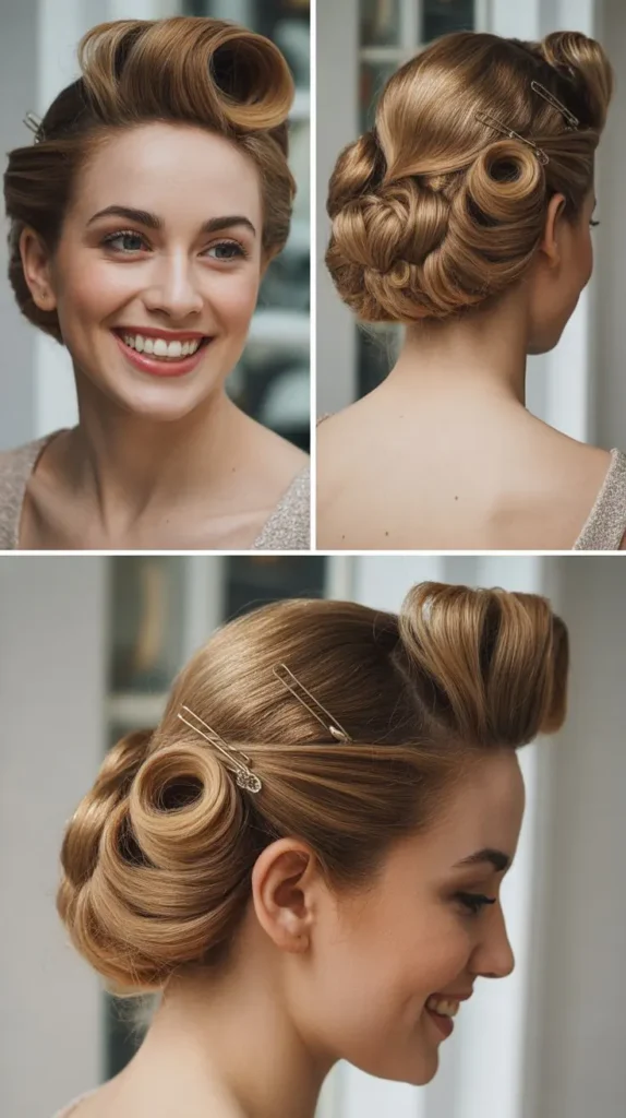 Asymmetrical Updo with Pin Curls