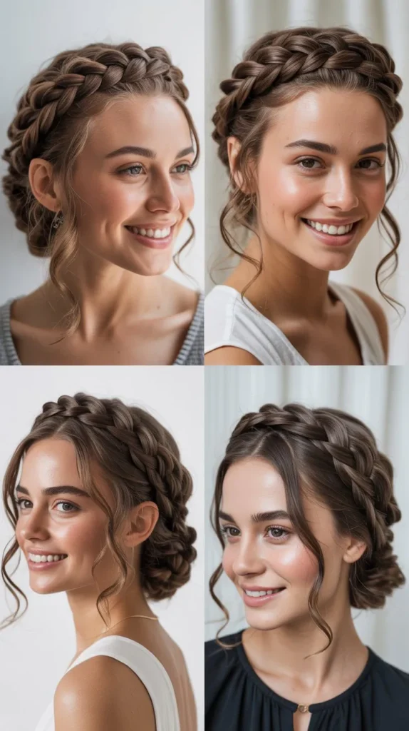Crown Braid Halo with Loose Curls