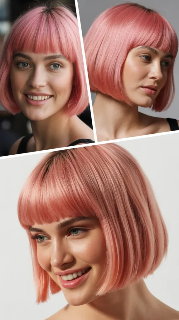 Pink Bob with Bangs