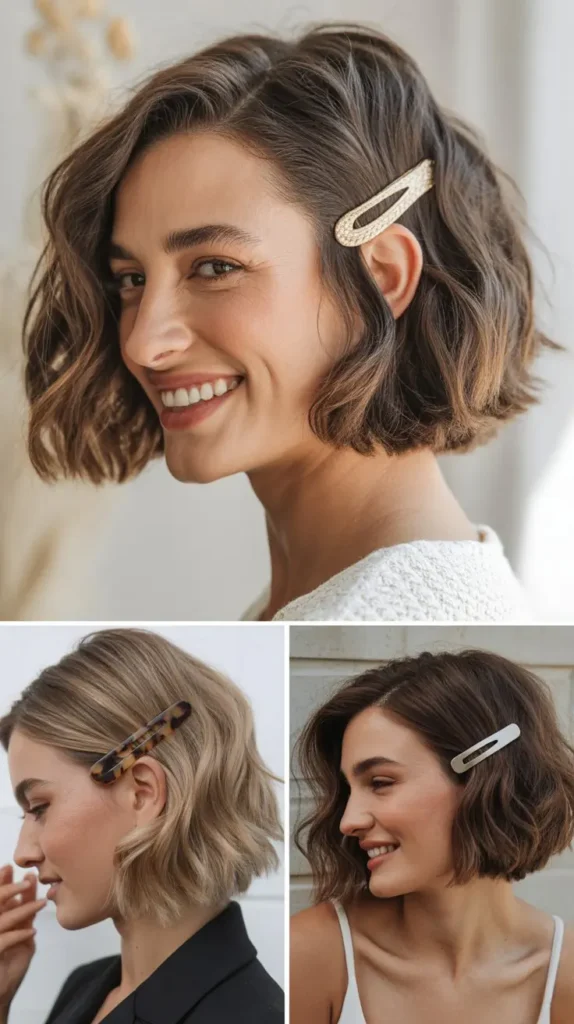 Textured Bob with Hair Clip
