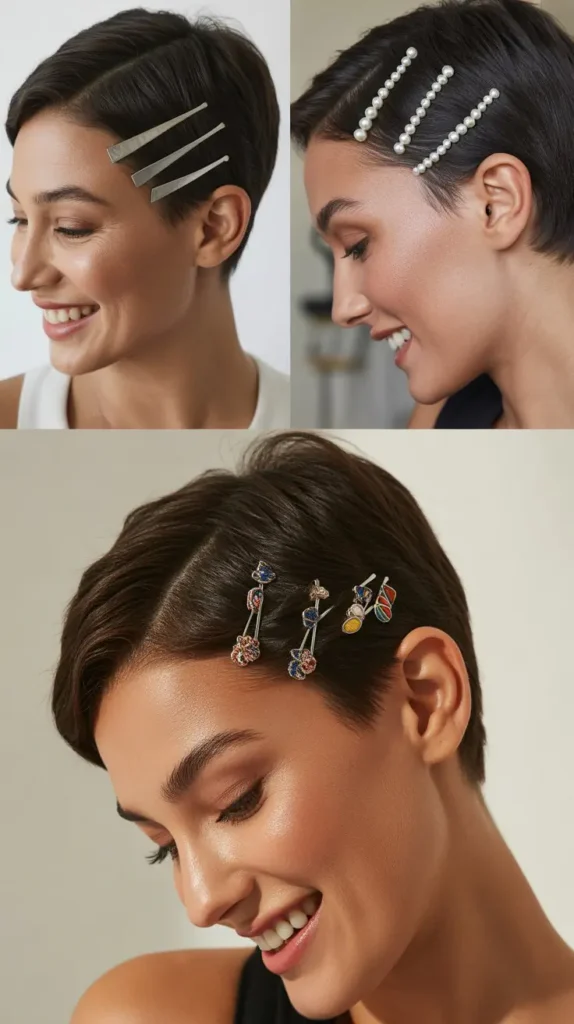 Sleek Pixie with Hair Pins