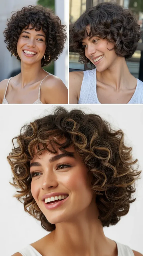 Curly Wedge with Short Fringe