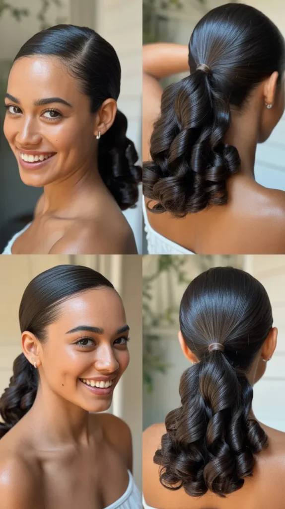 Wrapped Ponytail with Spiral Curl Ends