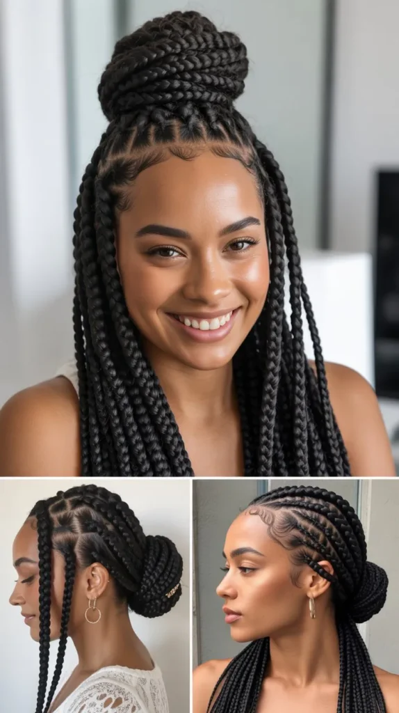 Box Braids with Bun