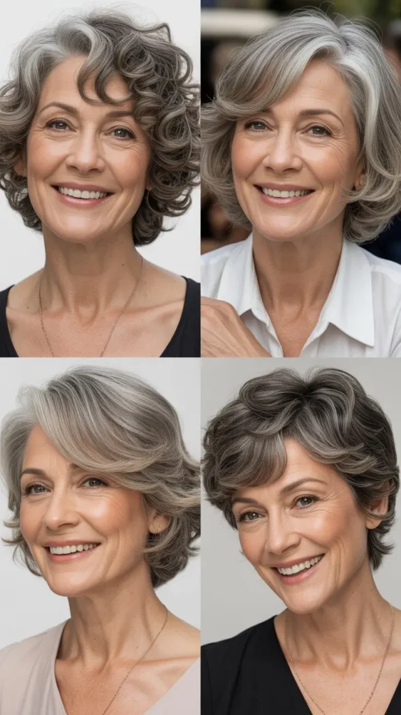 Curly Wedge with Side Bangs