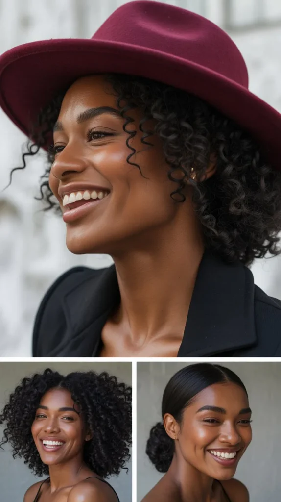 Natural Afro with a Wide-Brimmed Statement Hat