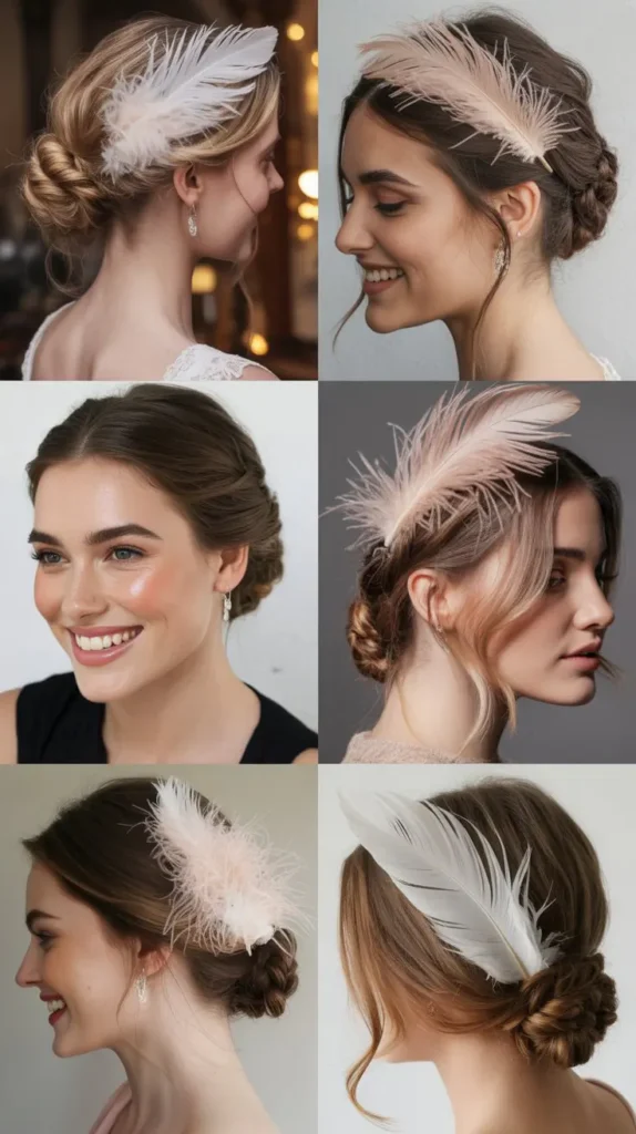 Ornate Updo with Feather Accents