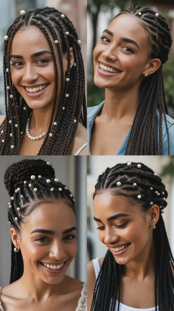 Micro Braids with Pearl Accents