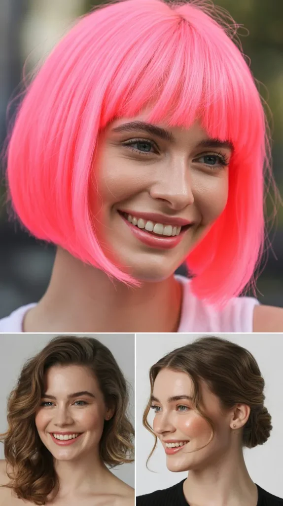 Neon Pink Bob Wig