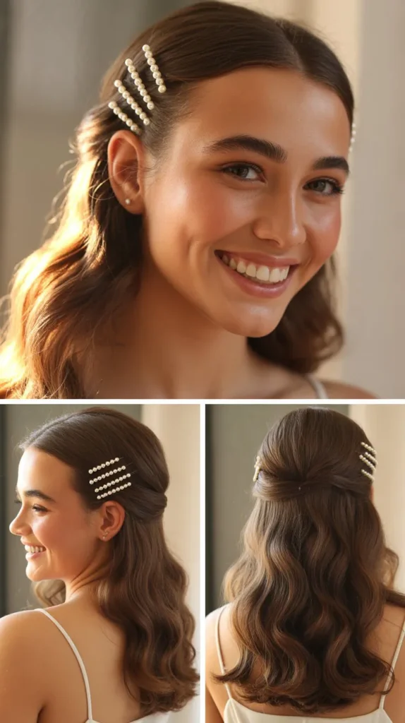 Pearl Pinned Half Up