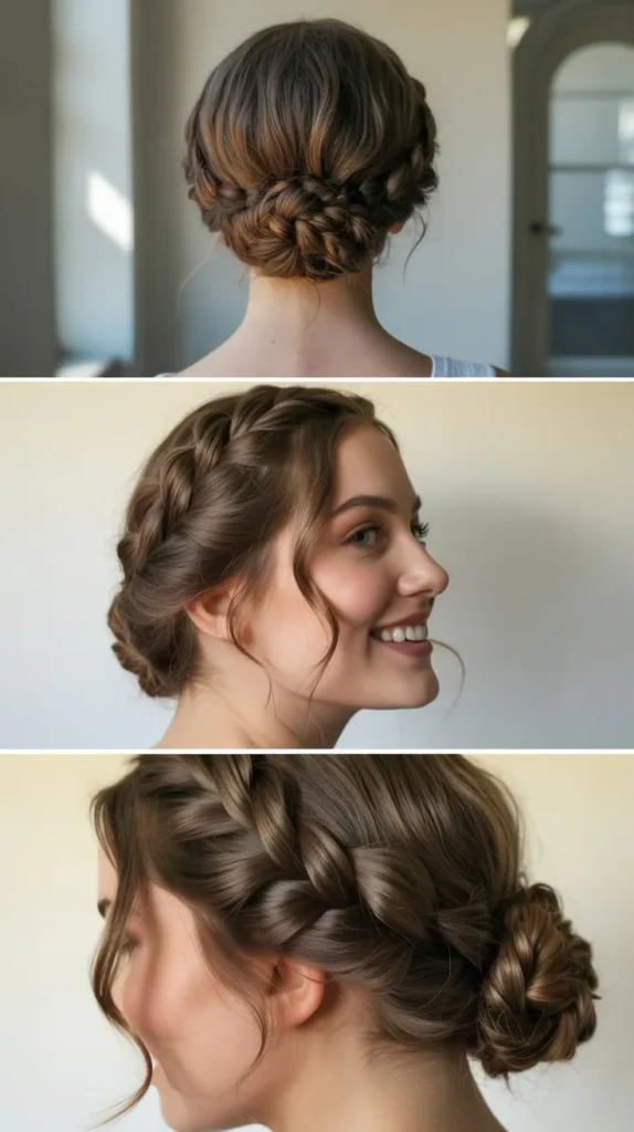 Braided Chignon with Escaping Curls