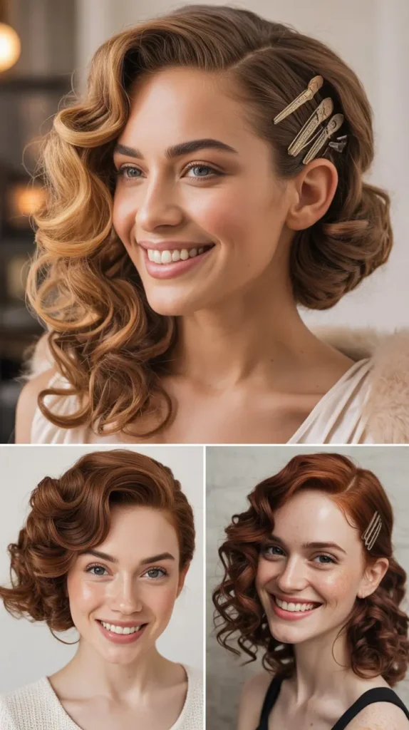 Side-Parted Pinned Curls