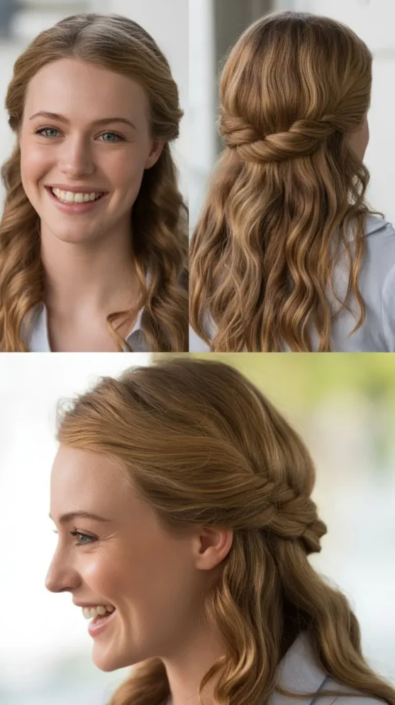 Twisted Half Up with Loose Waves