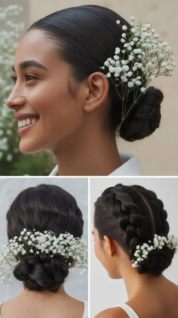  Low Bun with Baby's Breath