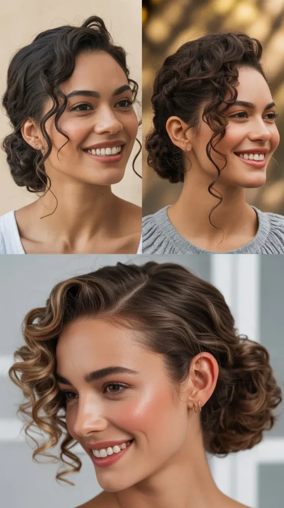 Low Chignon with Curly Tendrils