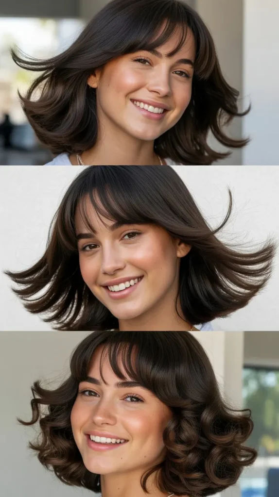 Long Wedge with Curtain Bangs