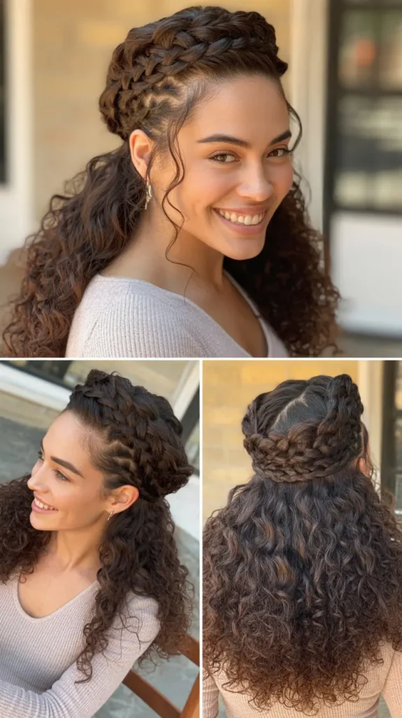 Braided Crown with Voluminous Curls