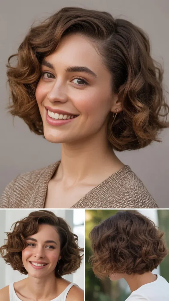 Curled Bob With Side Part
