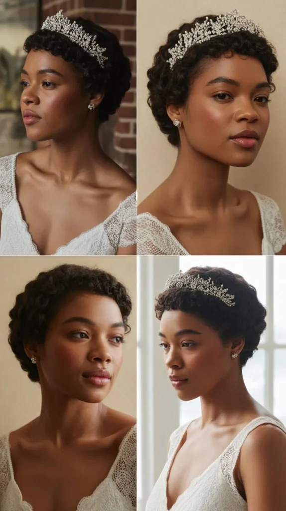 Short Hair with Bridal Tiara