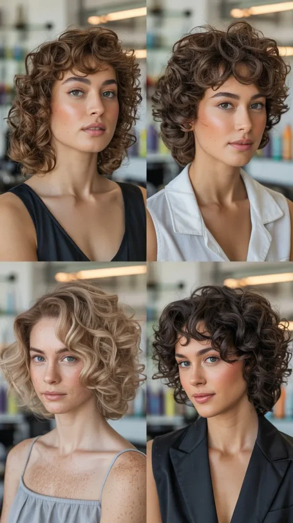 Chin-Length Curly Haircut
