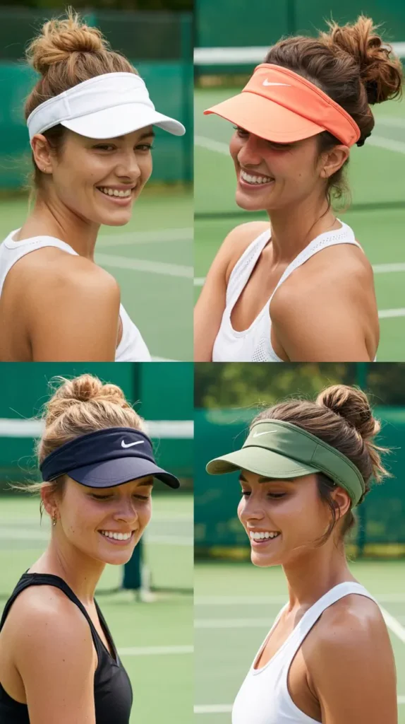 Messy Bun Under Tennis Visor