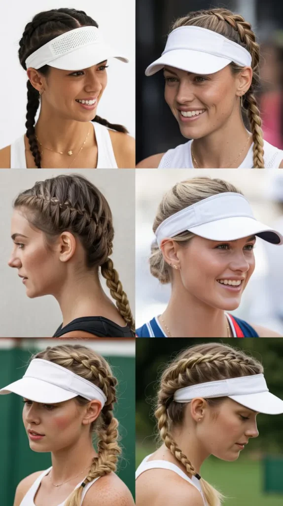 Dutch Braids With White Visor