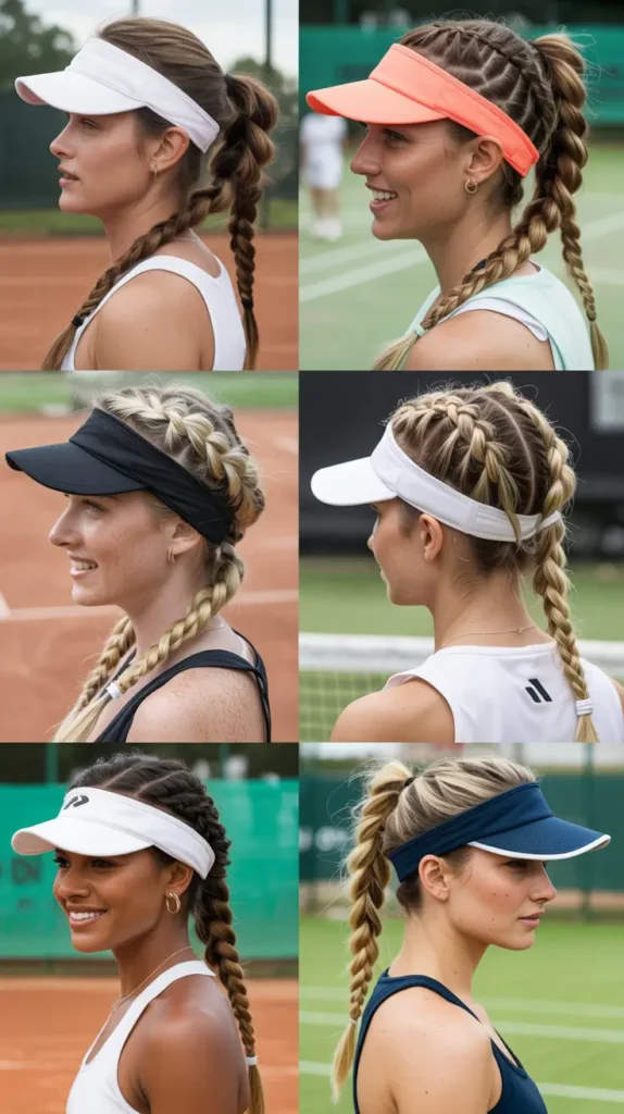 Double French Braids With Visor