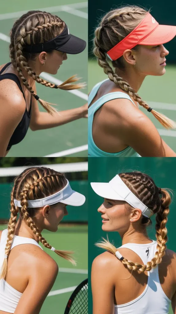 Double French Braids With Visor