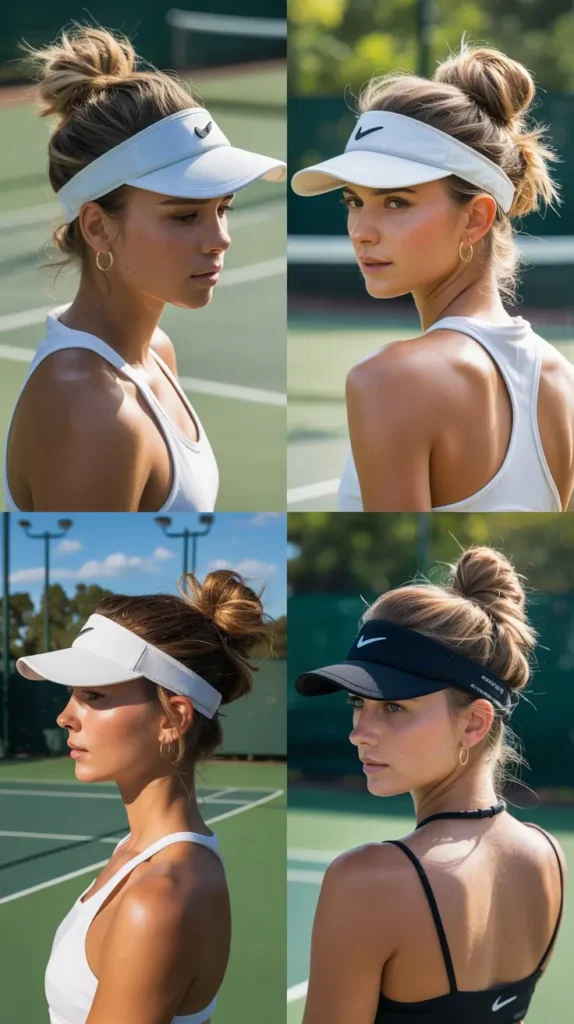 Messy Low Bun With Visor