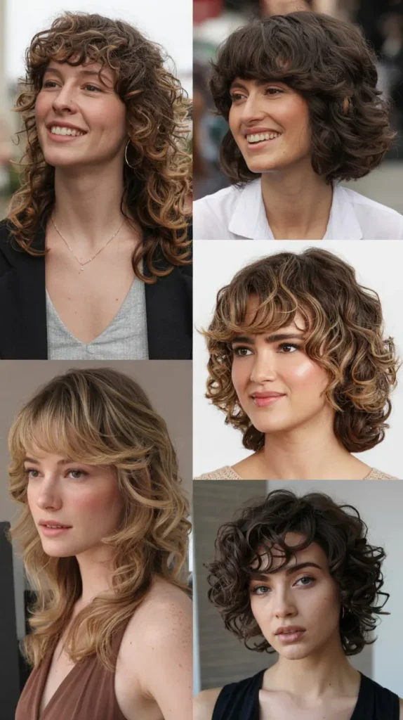 Curly Layers with Side Bangs