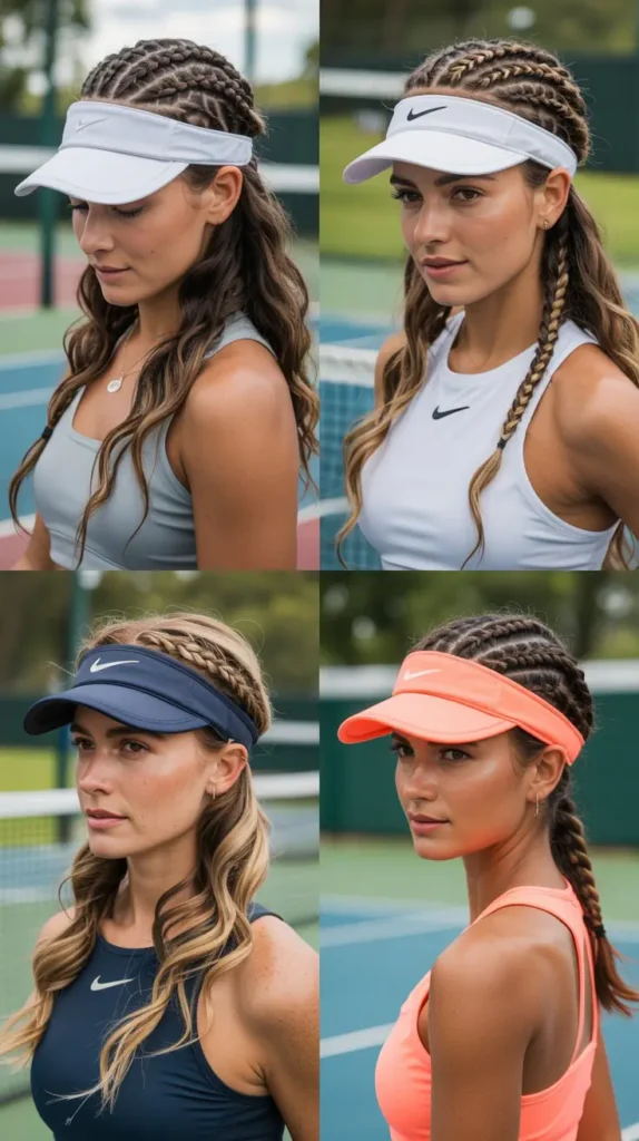Mini Braids With Open Hair And Visor