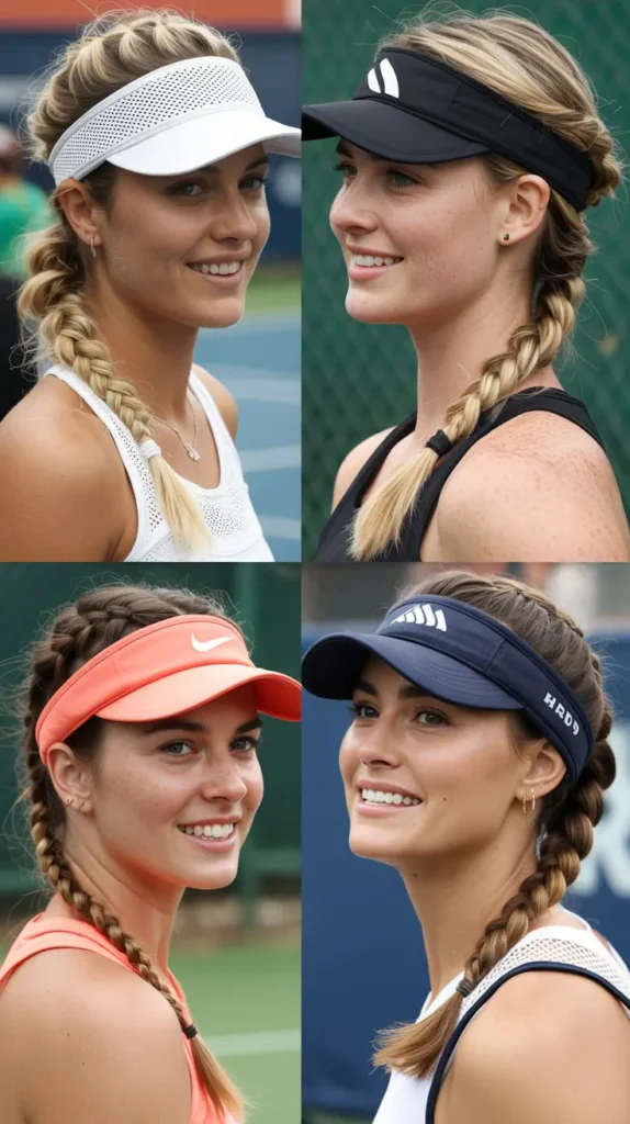 Side Braid With Tennis Visor