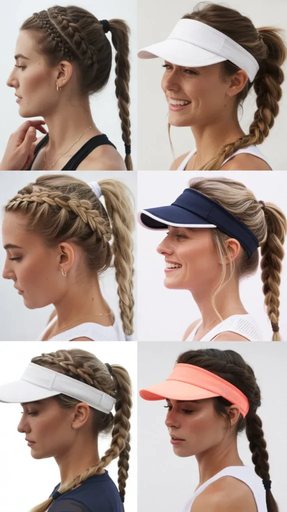 Mini Braids With Ponytail And Visor