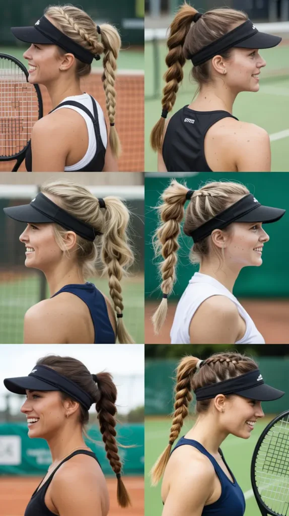Braided Ponytail With Black Visor