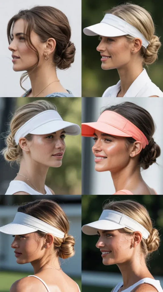 Side Swept Bun With Tennis Visor